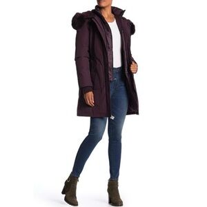 NWT 1 MADISON Down Parka Winter Coat with Fox Fur Trim Hood XS